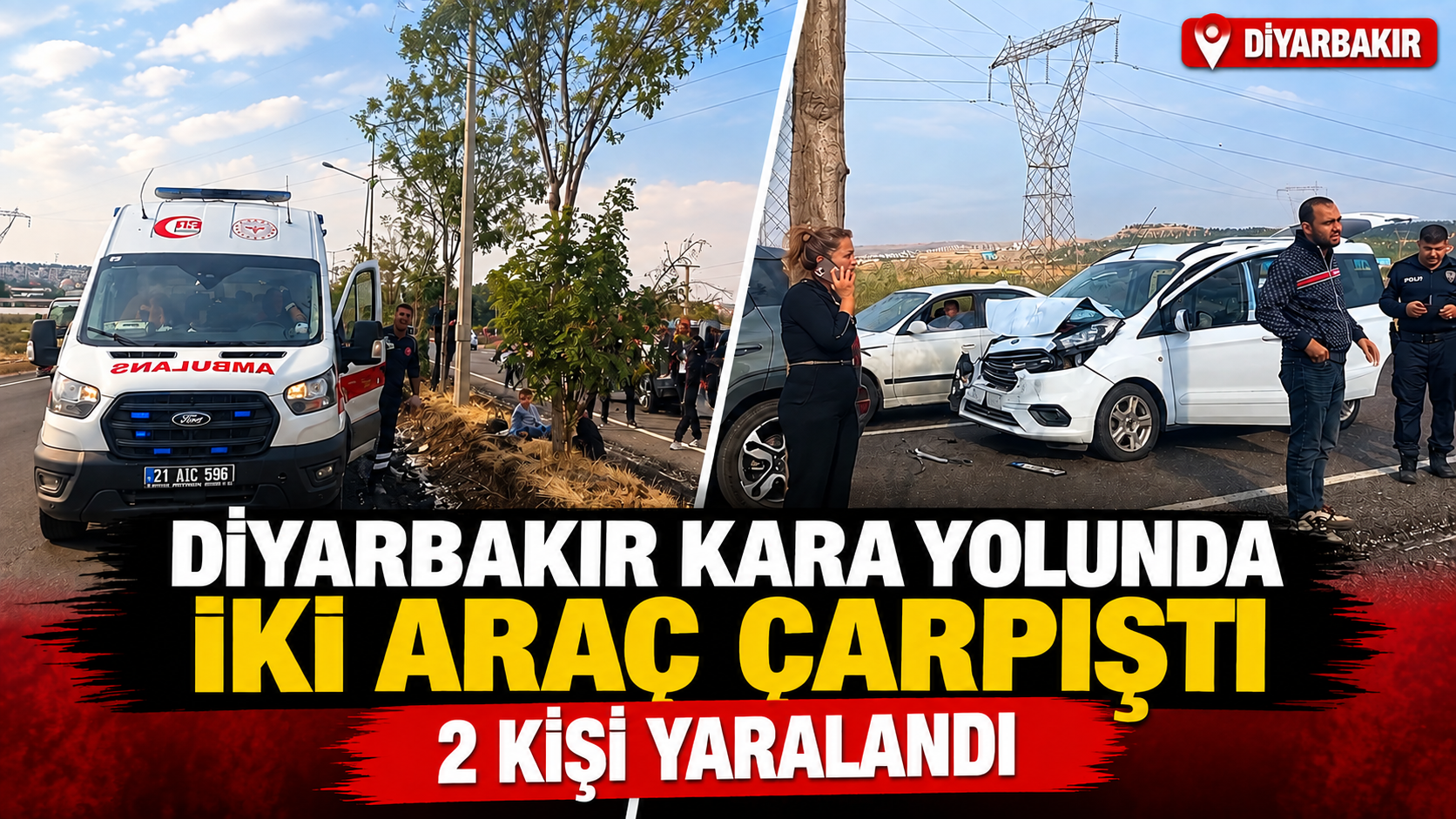 Diyarbakır kara yolunda iki araç çarpıştı: 2 kişi yaralandı
