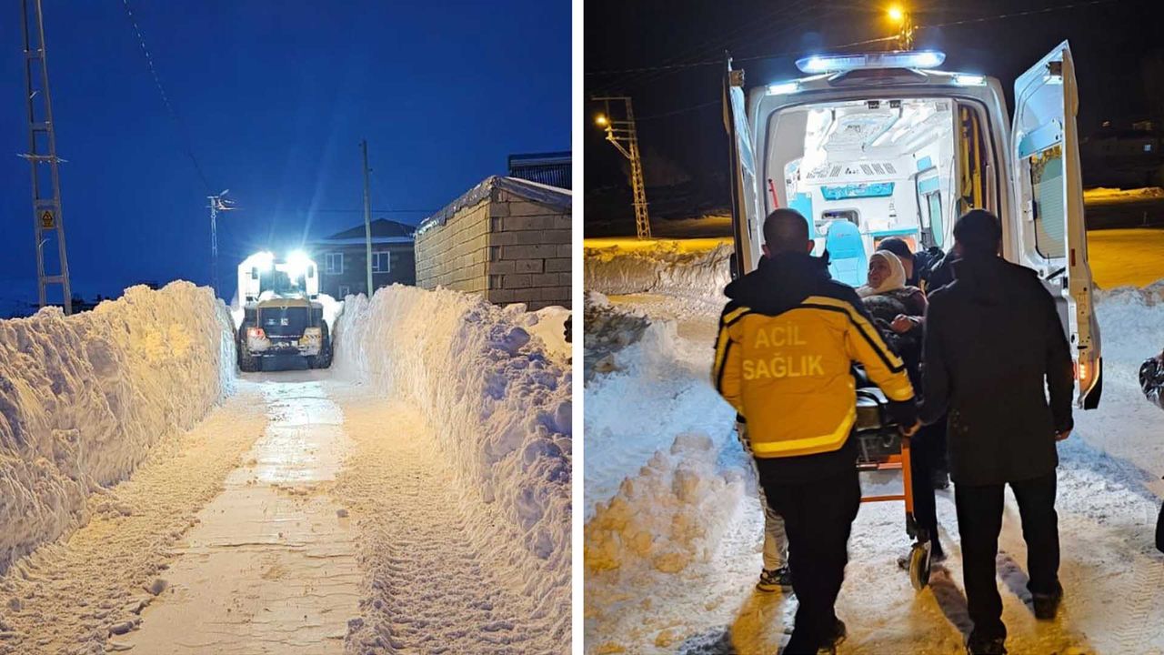 Bitlis'te kapanan yolda yatalak hasta için seferber oldular