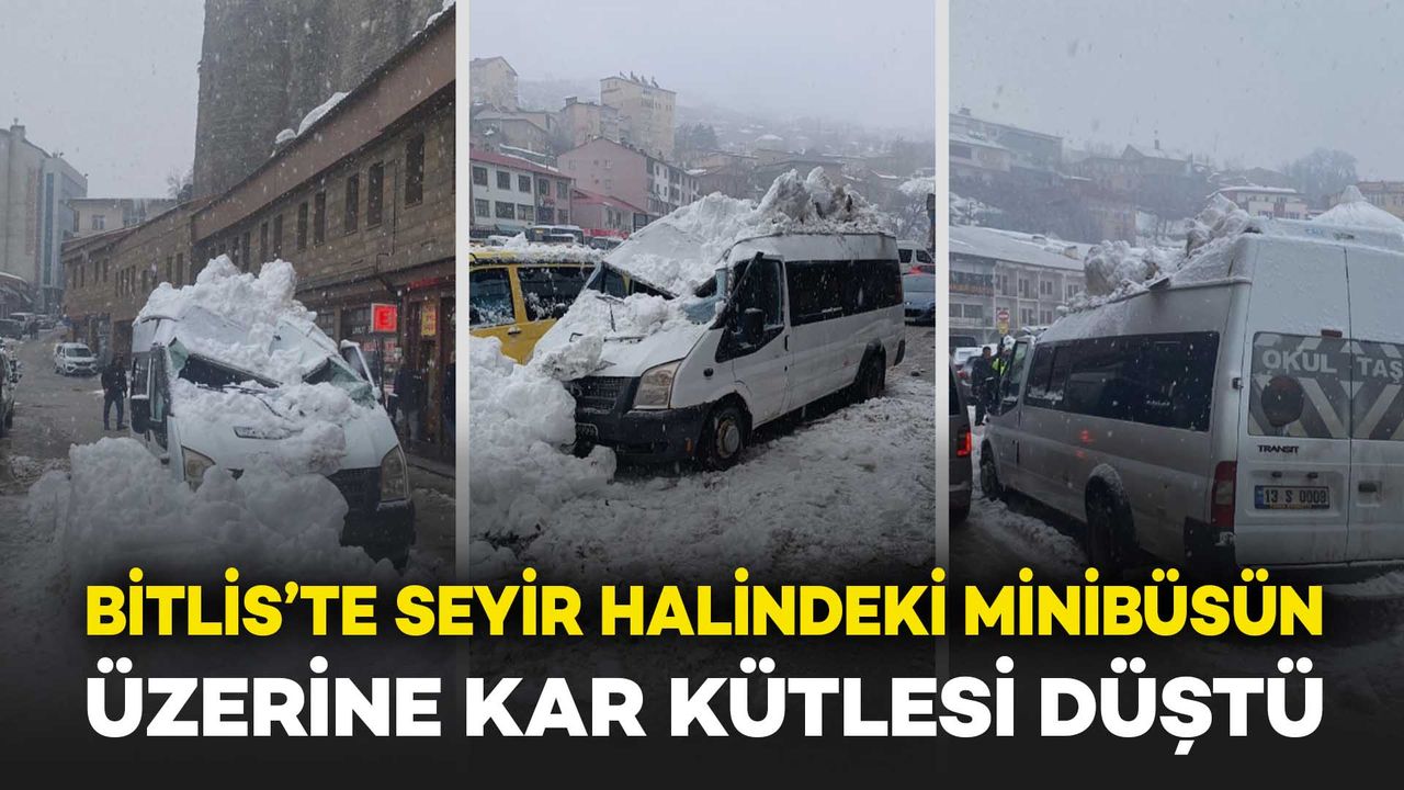 Bitlis'te Seyir Halindeki Minibüsün Üzerine Kar Kütlesi Düştü: Sürücü Yaralı