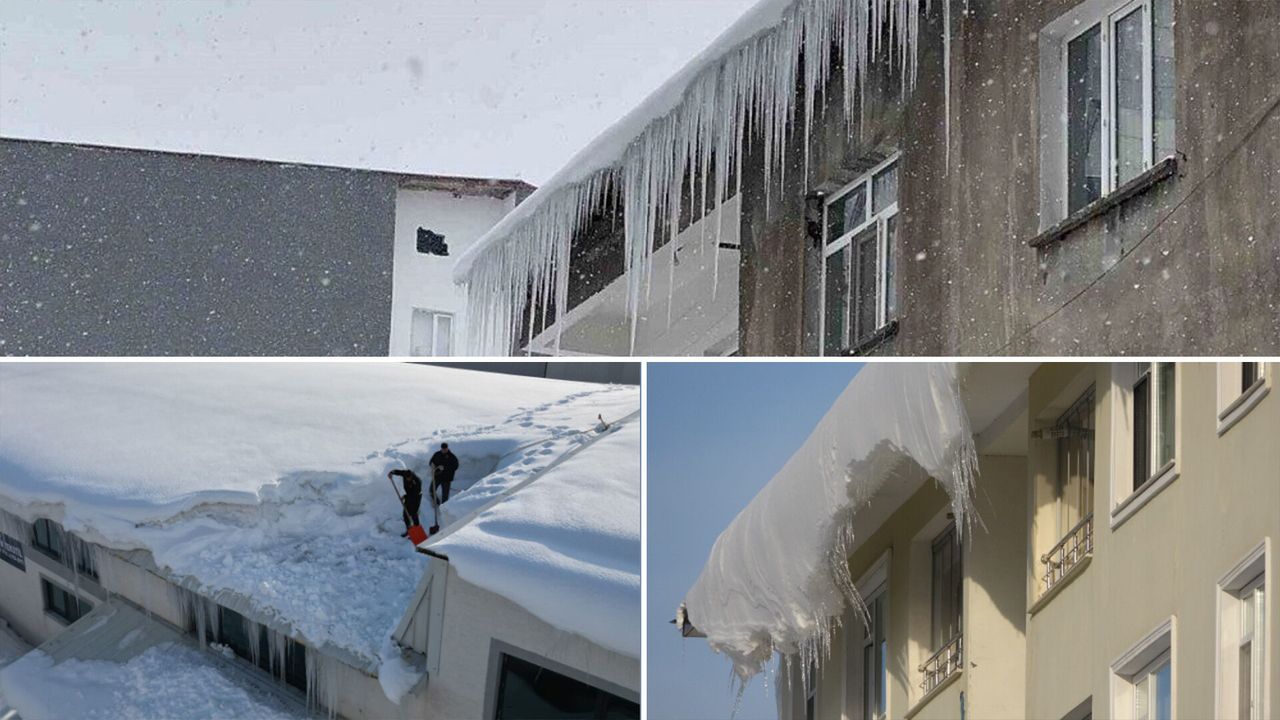 Bitlis’te Dondurucu Soğuklarla Beraber Çatılardaki Buz Sarkıtları Tehlike Oluşturuyor