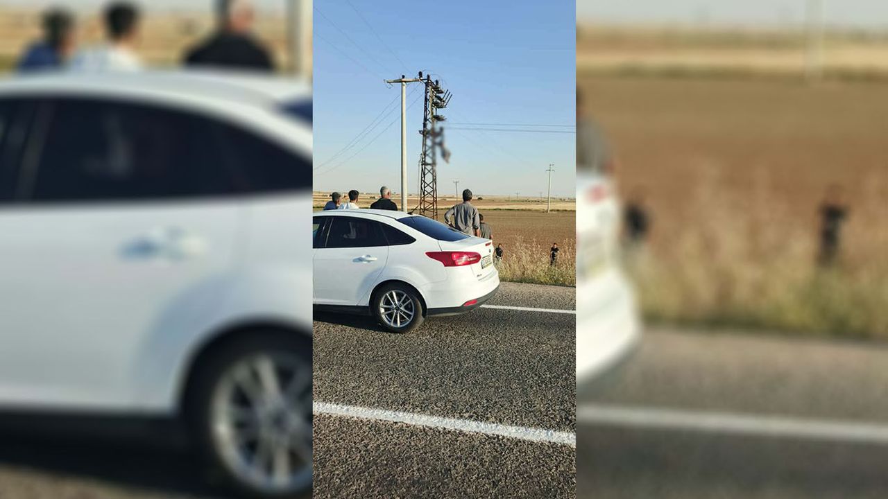 Elektrik akımına kapılan şahıs direğe asılı kaldı