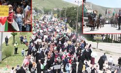 Bitlis'te Yüzlerce Kişi Atlı Süvariler Eşliğinde Filistin Direnişine Destek Verdi