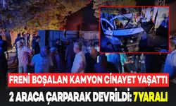 Freni Boşalan Kamyon 2 Araca Çarparak Devrildi: 7 Kişi Yaralandı