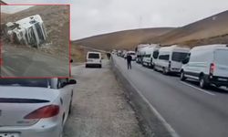 Tırların çarpıştığı kazada yol ulaşıma kapandı