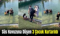 Süs Havuzuna Düşen 3 Çocuk Polis Tarafından Kurtarıldı