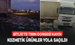 Bitlis’te Tırın Dorsesi Kaydı, Kozmetik Ürünler Yola Saçıldı