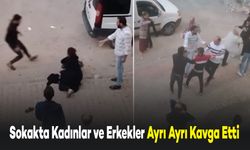 Sokakta Bir Köşede Kadınlar Diğer Köşede Erkekler Ayrı Ayrı Kapıştı