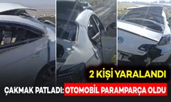 10 Adet Çakmak Patladı: Otomobil Paramparça Oldu! 2 Kişi Yaralandı