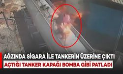 Ağzında Sigara ile Açtığı Tanker Kapağı Bomba Gibi Patladı! O Anlar Kameraya Yansıdı