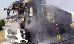 Seyir Halindeki Tır Alev Alev Yandı