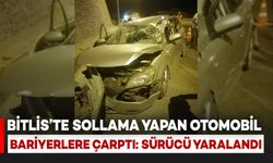 Bitlis’te Sollama Yapan Otomobil Bariyerlere Çarptı: Sürücü Yaralandı