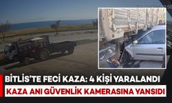 Bitlis'te Otomobil Kamyonla Çarpıştı: 4 Kişi Yaralandı, Kaza Anı Kamerada