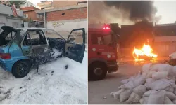 Park halindeki otomobil alev alev yandı