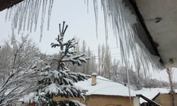 Van'da Dondurucu Soğuklarda Çatılarda Uzun Buz Sarkıtları Oluştu