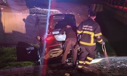 Sulama kanalına düşen araçtan sürücü yaralı kurtarıldı