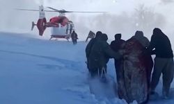 Sancıları Başlayan Hamile Kadın, Zorlu Operasyon Sonucu Helikopterle Hastaneye Ulaştırıldı