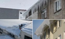 Bitlis’te Dondurucu Soğuklarla Beraber Çatılardaki Buz Sarkıtları Tehlike Oluşturuyor