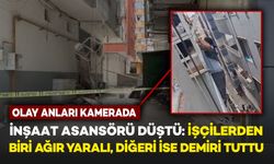 İnşaat Asansörü Düştü: İşçilerden Bir Ağır Yaralandı, Diğeri İse Demirlere Tutundu! Olay Anları Kamerada
