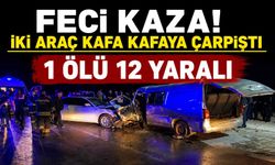Feci Kaza: İki Araç Kafa Kafaya Çarpıştı, 1 Ölü 12 Yaralı