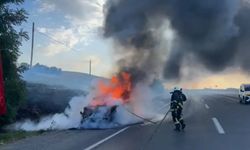 Van kara yolunda seyir halindeki otomobil alevlere teslim oldu
