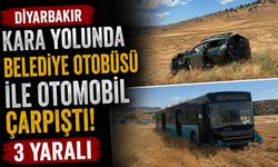 Diyarbakır Kara Yolunda Belediye Otobüsü ile Otomobil Çarpıştı: 3 Yaralı