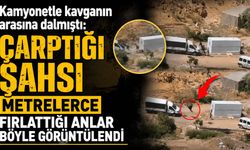 Kamyonetle kavganın arasına dalmıştı: Çarptığı şahsı metrelerce fırlattığı anlar böyle görüntülendi