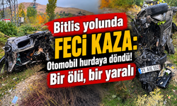 Bitlis yolunda otomobil hurdaya döndü: Bir ölü, bir yaralı