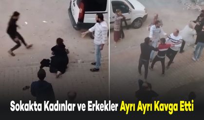 Sokakta Bir Köşede Kadınlar Diğer Köşede Erkekler Ayrı Ayrı Kapıştı