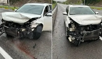 Direksiyon Hakimiyetini Kaybeden Sürücü Kaza Yaptı