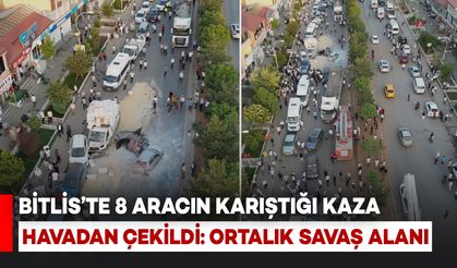 Bitlis’te Zincirleme Kaza Havadan Görüntülendi: Ortalık Savaş Alanına Döndü
