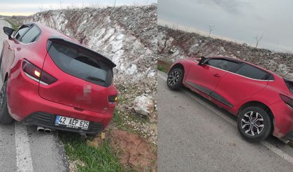 Siirt’te kontrolden çıkan araç askıda kaldı