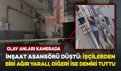 İnşaat Asansörü Düştü: İşçilerden Bir Ağır Yaralandı, Diğeri İse Demirlere Tutundu! Olay Anları Kamerada