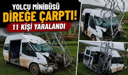 Yolcu Minibüsü Direğe Çarptı: 11 Kişi Yaralandı