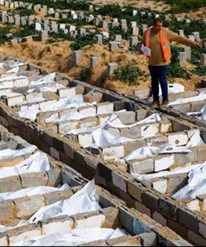 Gazze'de kimliği belirsiz şehitler defnedildi