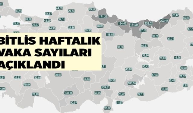 Bitlis'te Koronavirüs haftalık vaka sayısı