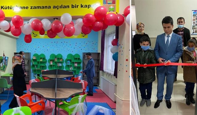 Güroymak Şehit Er Fevzi Güngür İlkokulu'nda kütüphane açılışı yapıldı