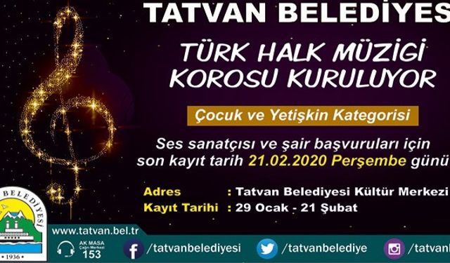 Tatvan Belediyesi Türk Halk Müziği Korosu Kuruyor