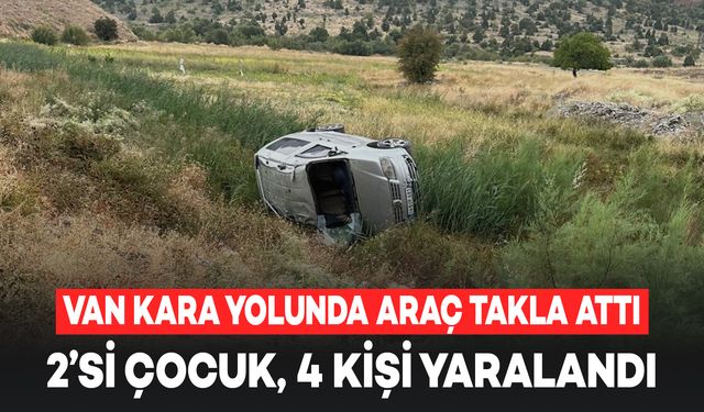 Van Kara Yolunda Ticari Araç Takla Attı: 2'si Çocuk, 4 Kişi Yaralandı