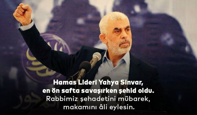 HÜDA PAR'dan Yahya Sinvar İçin Taziye Mesajı