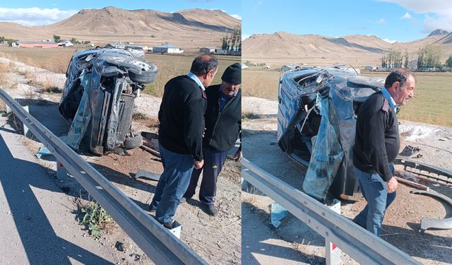 Van'da takla atan otomobilde 3 kişi yaralandı