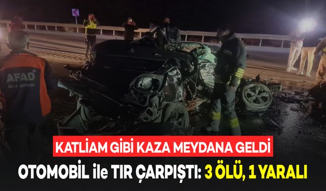 Katliam Gibi Kaza: Otomobil ile Tır Çarpıştı, 3 Kişi Öldü, 1 Yaralı