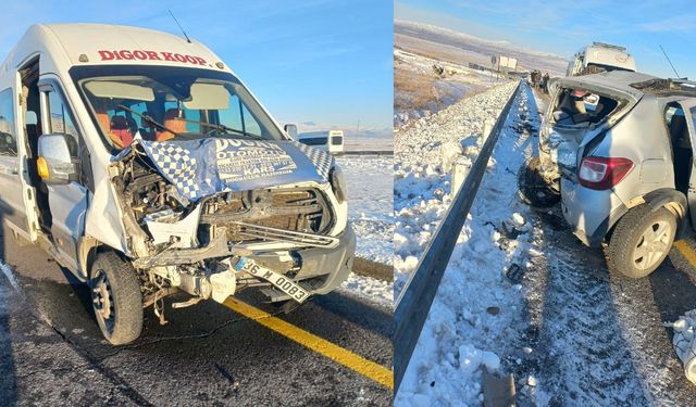 Öğretmen servisi ile otomobil çarpıştı: 2'si ağır 8 kişi yaralandı