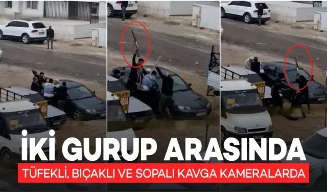 İki Grup Arasında Silahlı ve Sopalı Kavga Kamerada: 3 Kişi Yaralandı