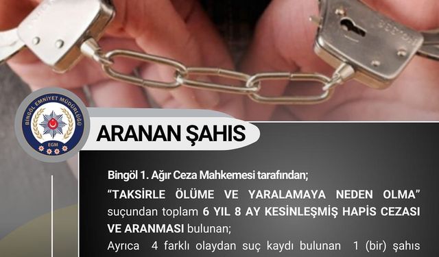 Hakkında 6 Yıl 8 Ay Hapis Cezası Bulunan Şahıs Yakalandı