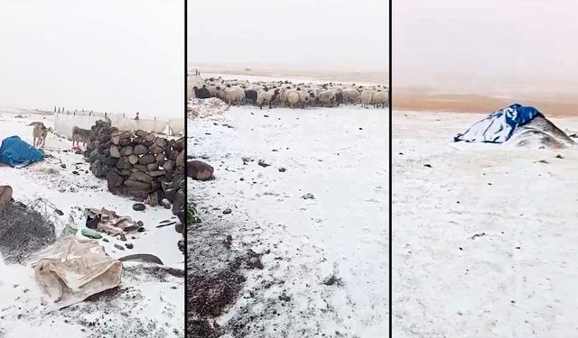 Eylül ayında kar sürprizi: Köy beyaza bürüdü