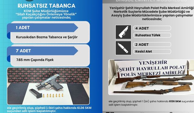 Bingöl’de ruhsatsız silah ve tüfekler ele geçirildi