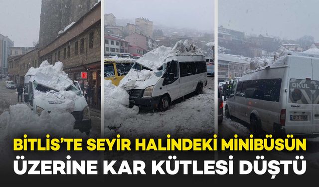 Bitlis'te Seyir Halindeki Minibüsün Üzerine Kar Kütlesi Düştü: Sürücü Yaralı