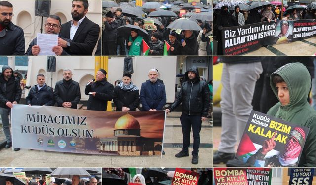 Yağmura rağmen Batman'da "Kudüs Miracımız Olsun" etkinliğine yoğun katılım