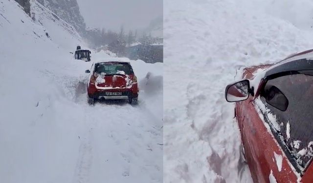 Van'da çığın düştüğü yolda sürücü kıl payı kurtuldu