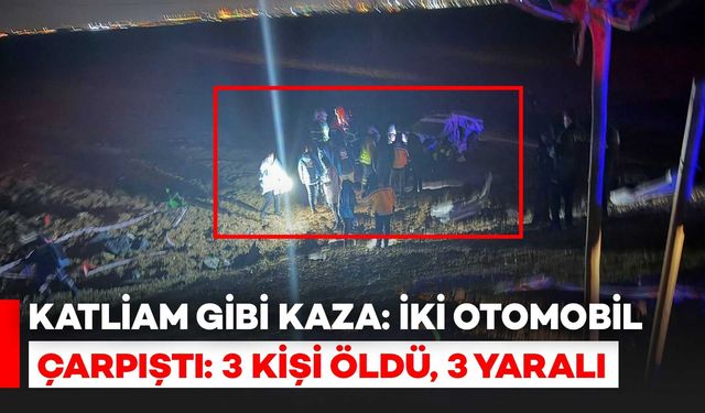Katliam Gibi Kaza: İki Otomobil Çarpıştı, 3 Ölü, 3 Yaralı